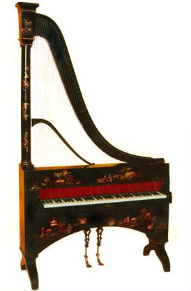 Klavierharfe von Christian Dietz, Brüssel spätes 19. Jahrhundert; Trondheim Ringve Museum