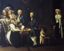 M. Denzel 1789 (Bonn, Beethovenhaus),  Johann Andreas Stein, an einem seiner Flügel stehend 