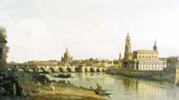 Bernardo Bellotto (Canaletto): Dresden vom rechten Elbufer unterhalb der Augustusbrücke, 1748, Dresden Staatliche Kunstsammlungen