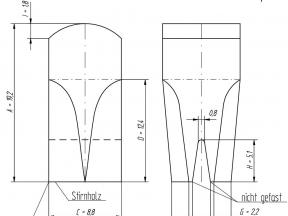 technische Zeichnung eines Bass-Hammerkopfes