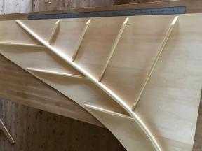 Haupt- und Nebenrippen auf dem Resonanzboden nach dem Verleimen