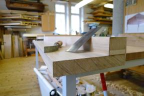 Finishing the slightly hollow shape of the wrest plank with hand swaged file and scraper