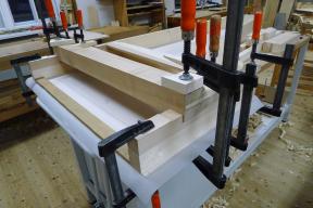 gluing the wrest plank on the frame