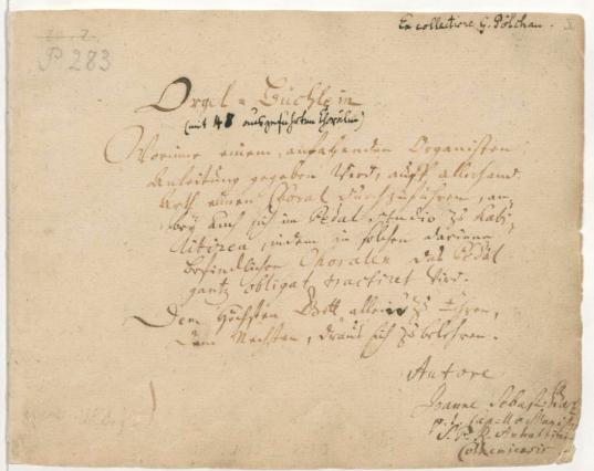 Orgelbüchlein Titel, Berlin Staatsbibliothek