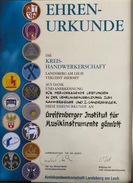 An honorary achievement during apprenticeship